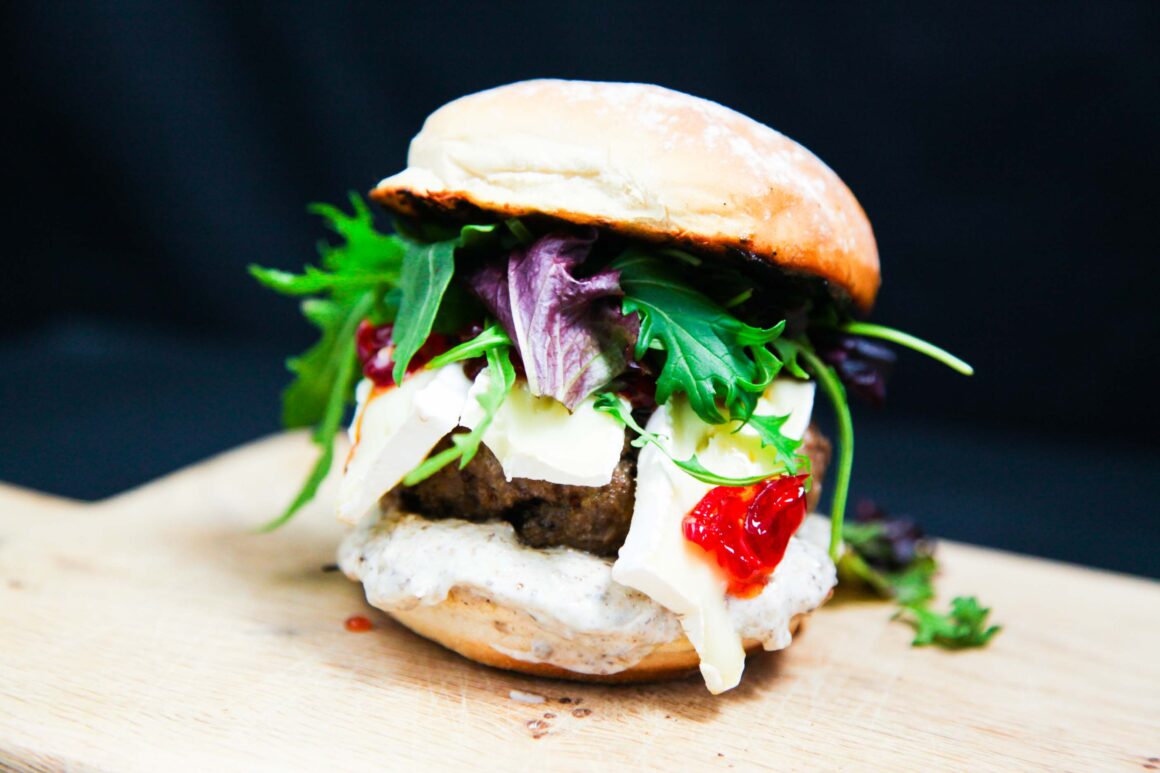 French Camembert Beef Burger with Chilli Jam and Truffle Mayo - Berries ...