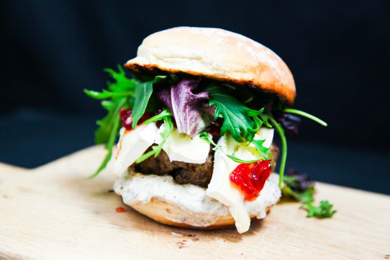 French Camembert Beef Burger with Chilli Jam and Truffle Mayo | Berries and Spice