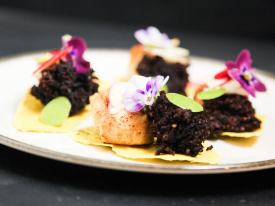 Fancy Starter with Scallops, Black Pudding and Apple | Berries and Spice